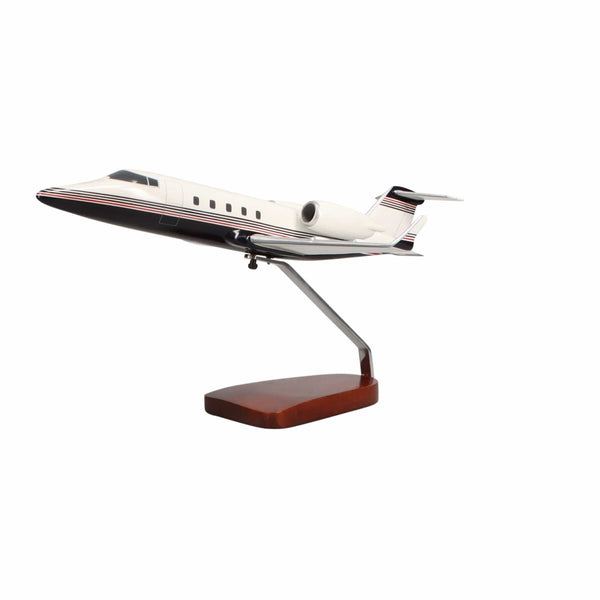 Learjet 60 (Navy, Red) Large Mahogany Model